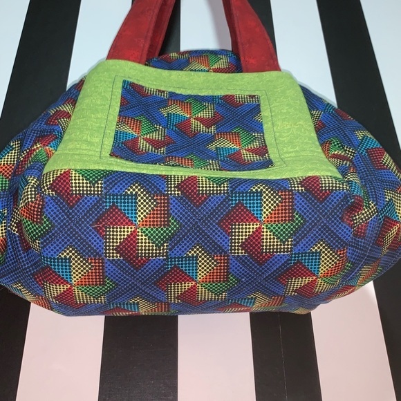 Fabric Quilted Handmade Zipper Folding Oversize Handbag Unique Funky Zips Shut - Picture 8 of 11